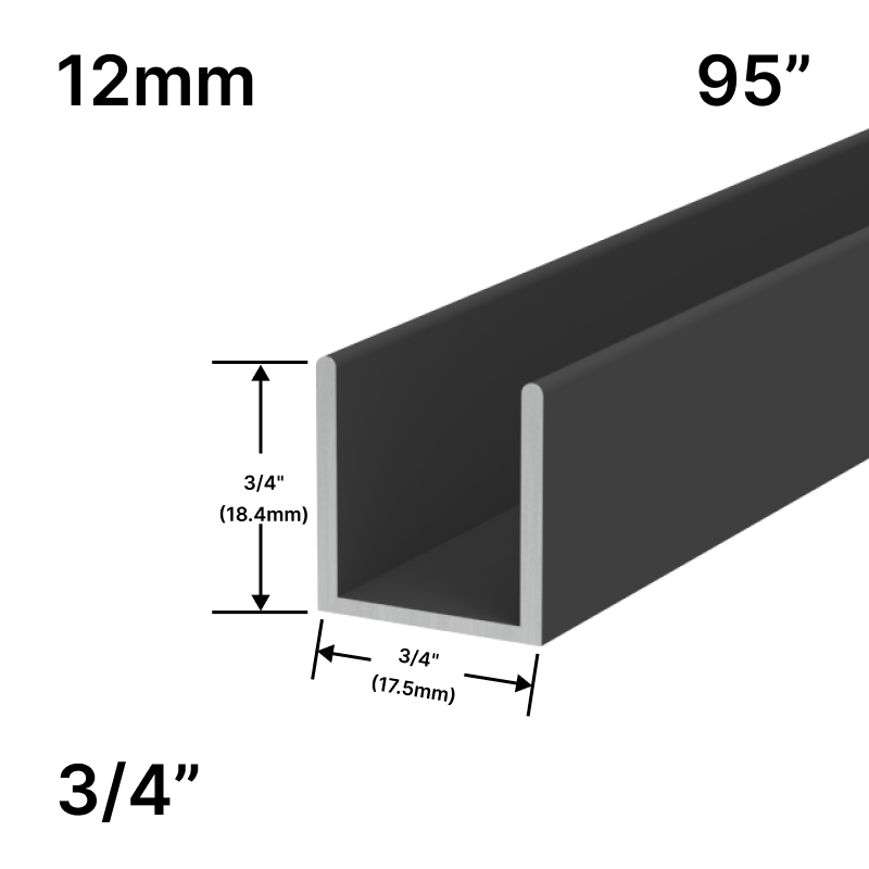 [UC9512] Shower U-Channel - Align Series - 12mm Glass (95")