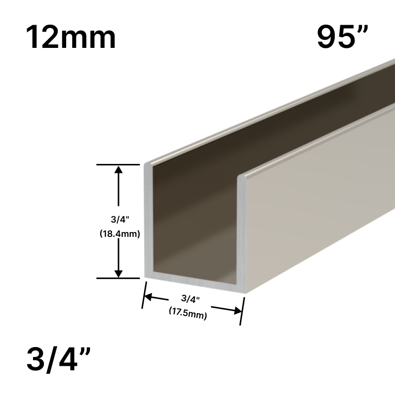 [UC9512] Shower U-Channel - Align Series - 12mm Glass (95")