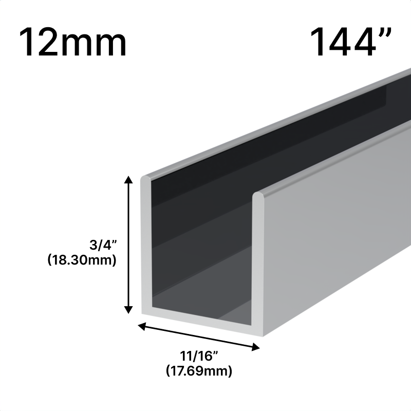 [UC14412] GGH Shower U-Channel - 12mm Glass (144")