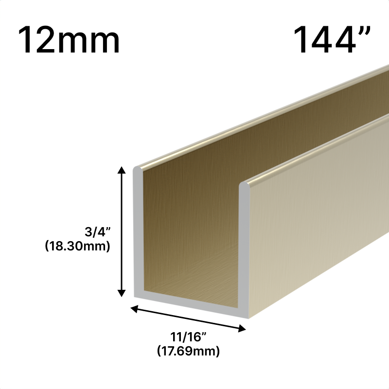 [UC14412] GGH Shower U-Channel - 12mm Glass (144")