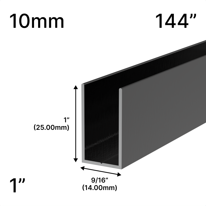 GGH Shower U-Channel - 144" Length - for 3/8" (10 mm) Glass