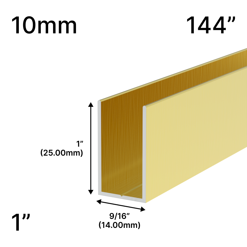 GGH Shower U-Channel - 144" Length - for 3/8" (10 mm) Glass
