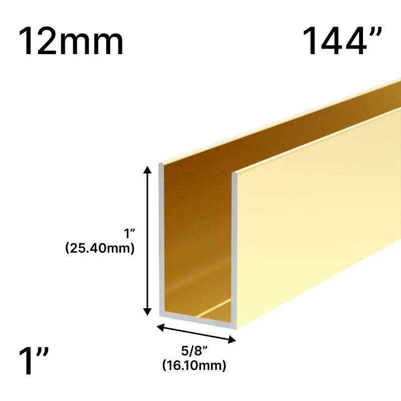 GGH Shower U-Channel - 144" Length - for 1/2" (12 mm) Glass