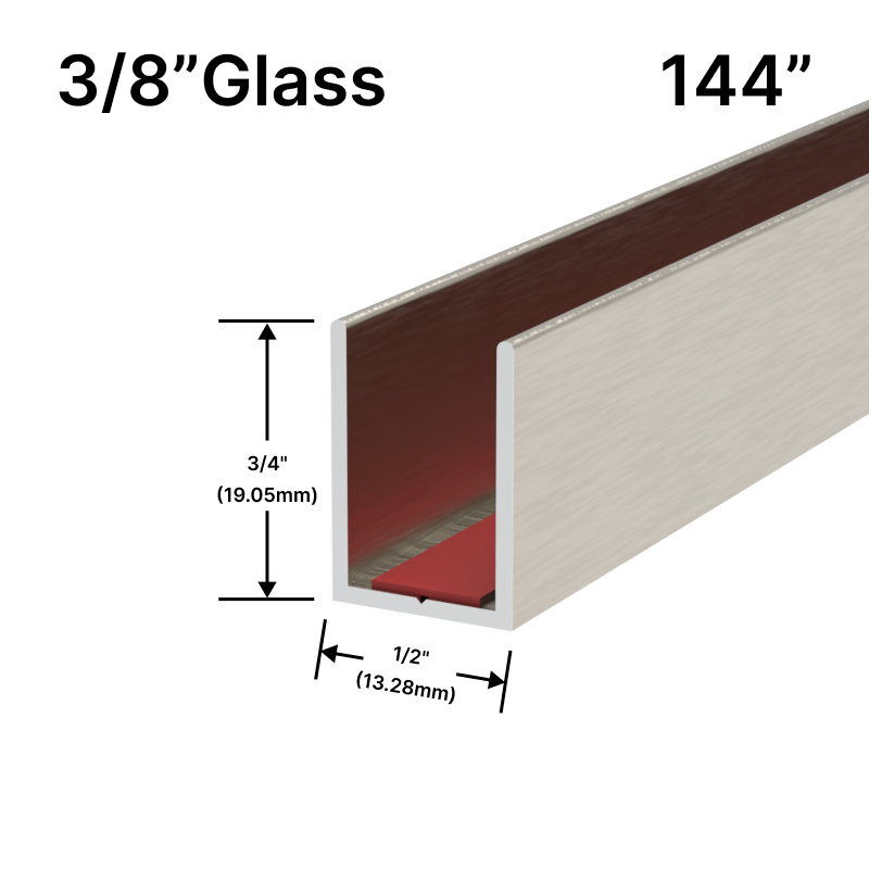 [UCT14410] Perimeter Channel with Pre-Applied Tape for 3/8" Glass (144")