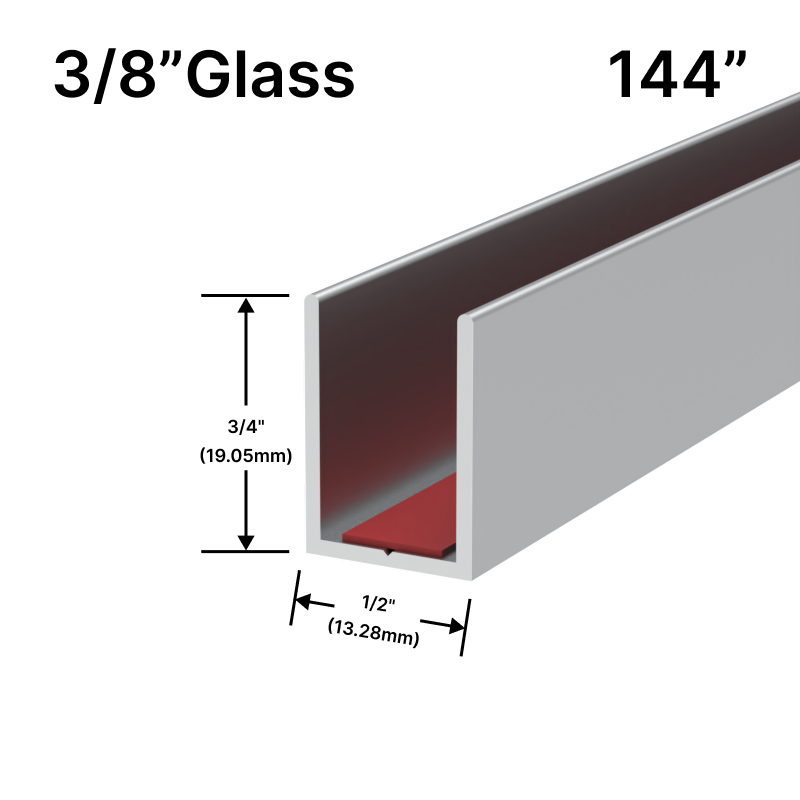 [UCT14410] Perimeter Channel with Pre-Applied Tape for 3/8" Glass (144")
