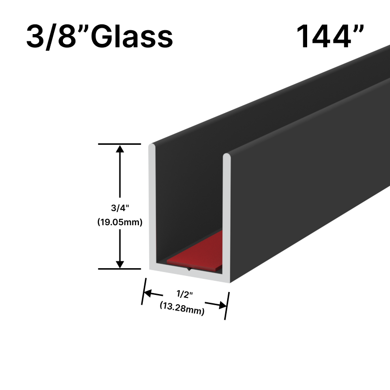 [UCT14410] Perimeter Channel with Pre-Applied Tape for 3/8" Glass (144")