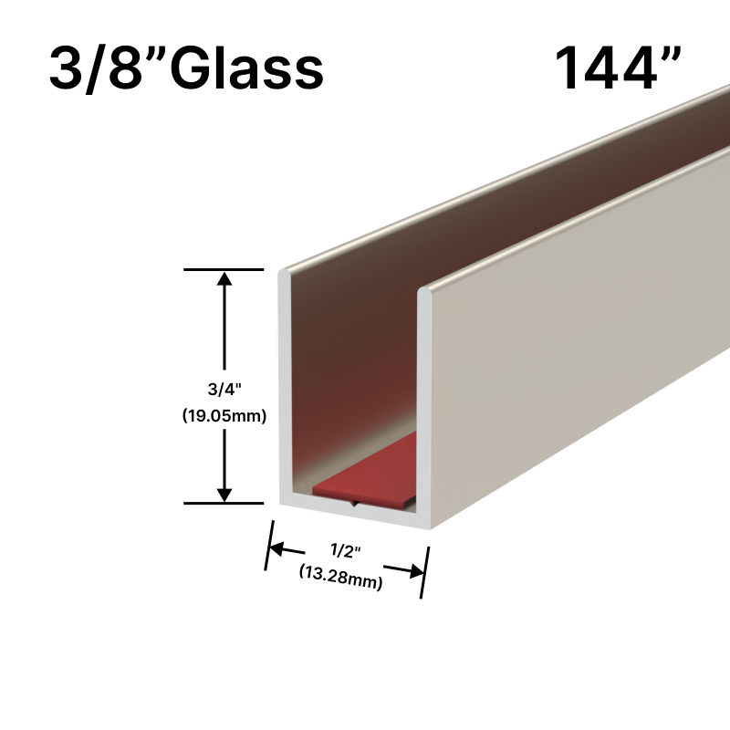 [UCT14410] Perimeter Channel with Pre-Applied Tape for 3/8" Glass (144")