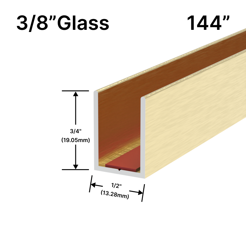 [UCT14410] Perimeter Channel with Pre-Applied Tape for 3/8" Glass (144")