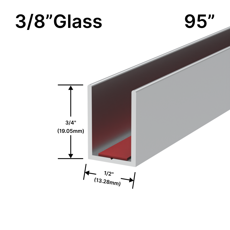 [UCT9510] Perimeter Channel with Pre-Applied Tape for 3/8" Glass (95")