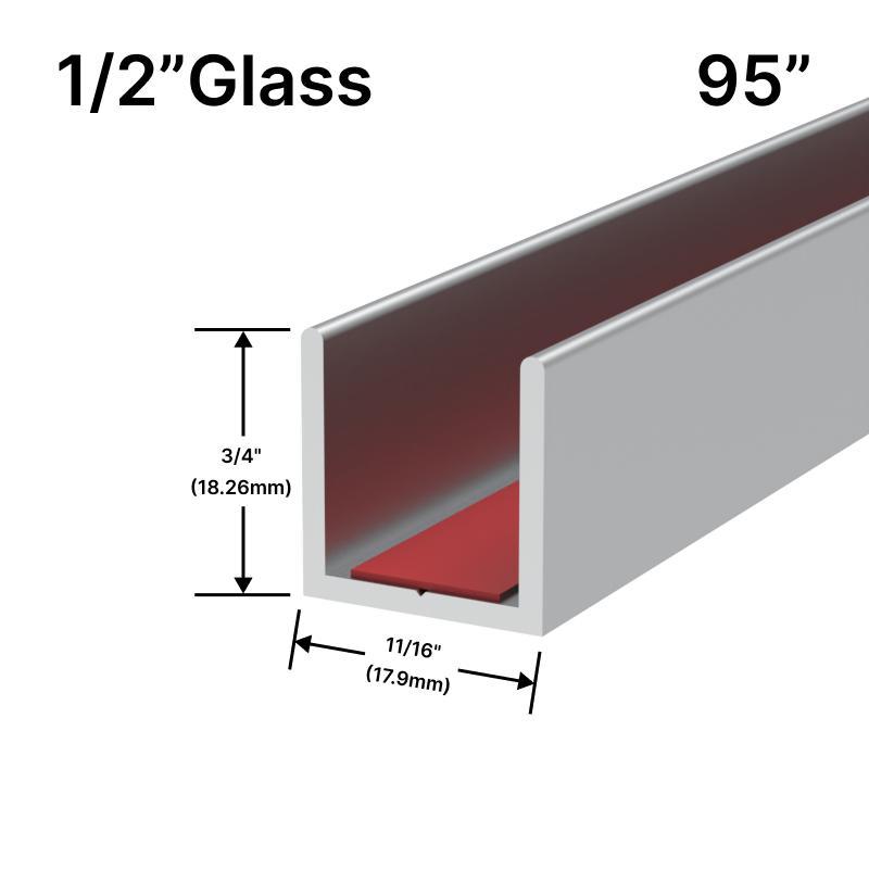 [UCT9512] Perimeter Channel with Pre-Applied Tape for 1/2" Glass (95")