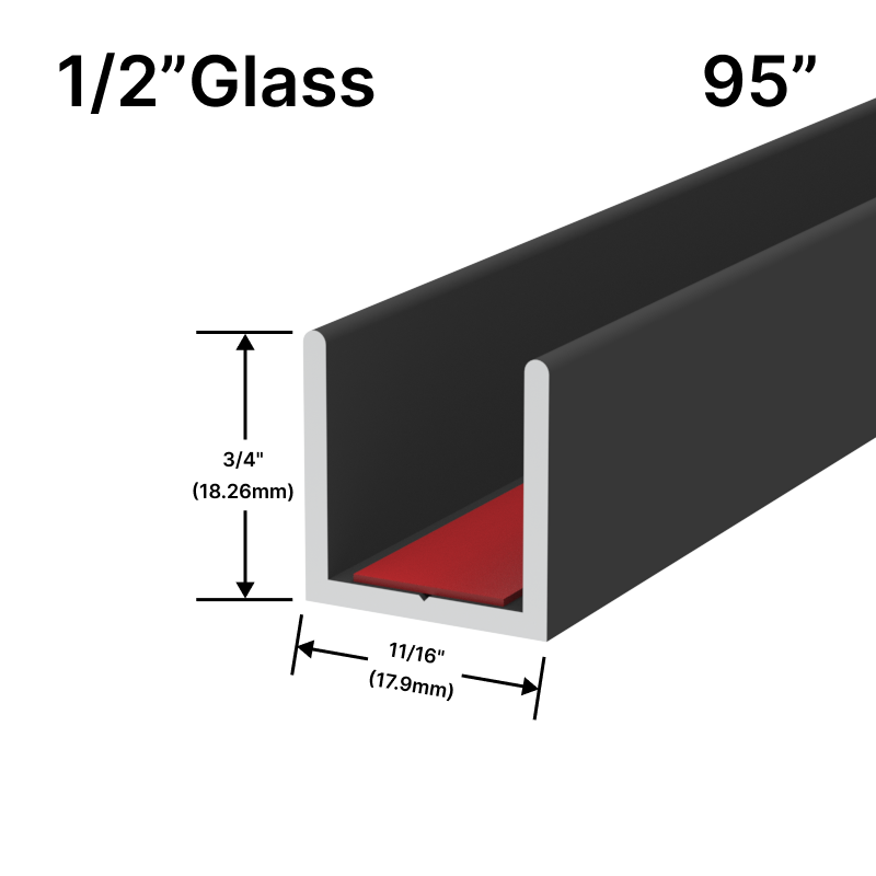 [UCT9512] Perimeter Channel with Pre-Applied Tape for 1/2" Glass (95")