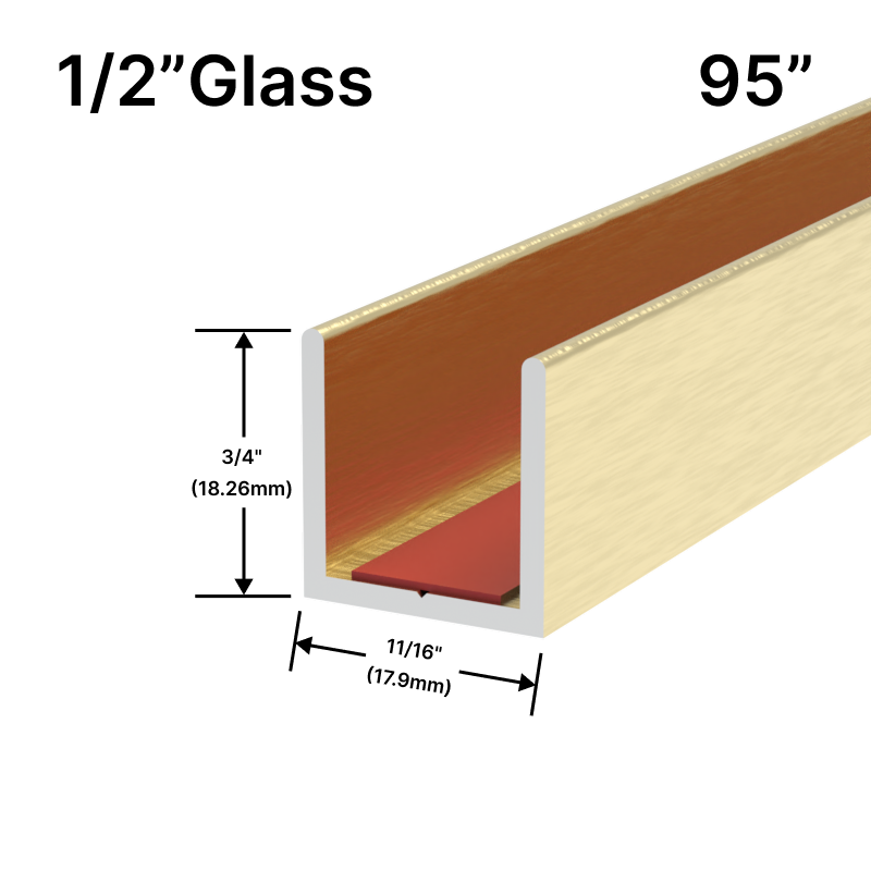 [UCT9512] Perimeter Channel with Pre-Applied Tape for 1/2" Glass (95")