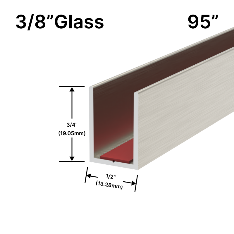 [UCT9510] Perimeter Channel with Pre-Applied Tape for 3/8" Glass (95")